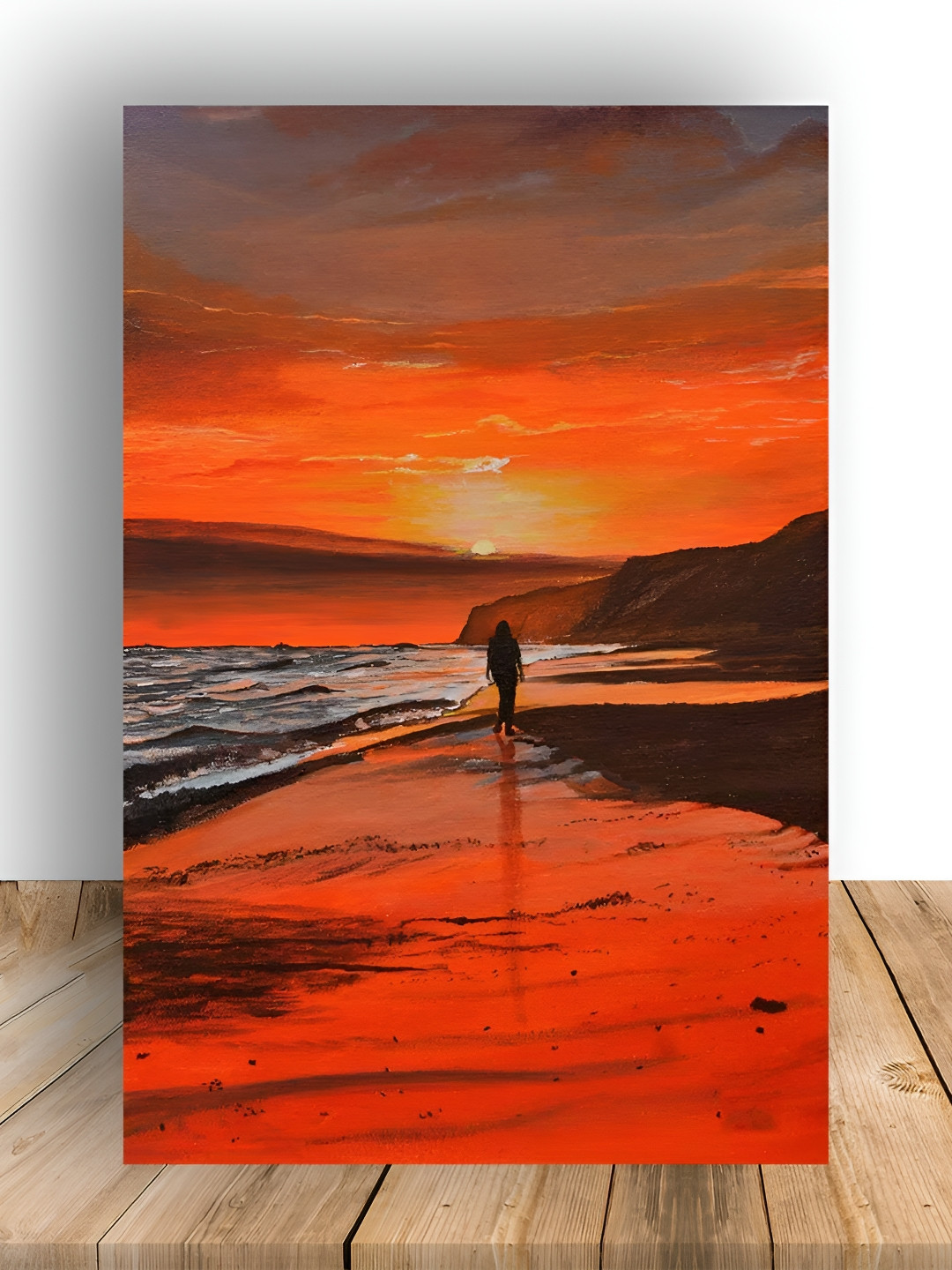 Wallpics Red & Black Paper Paintings Wall Art