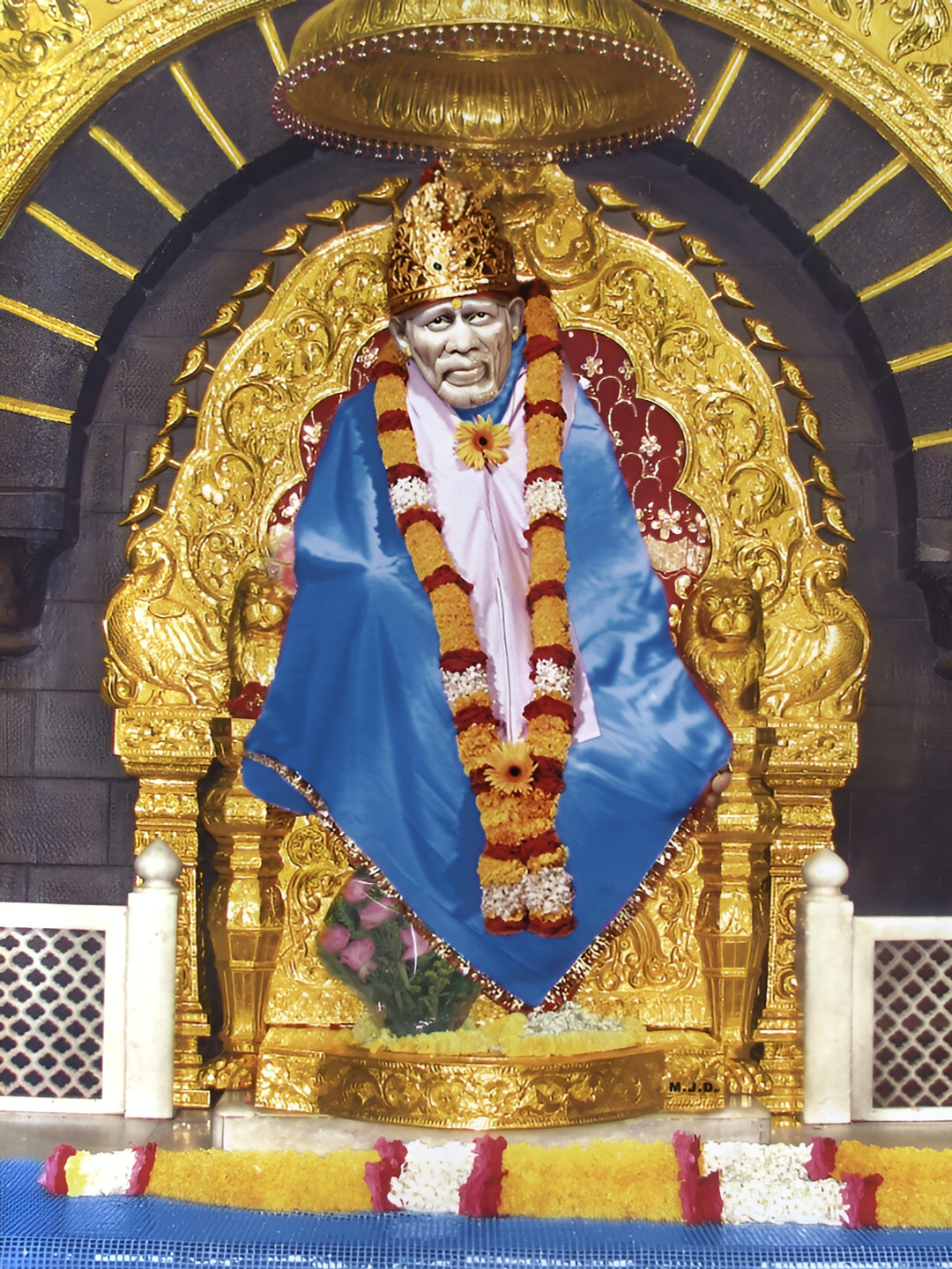Wallpics Blue & White Sai Baba Printed Wall Poster