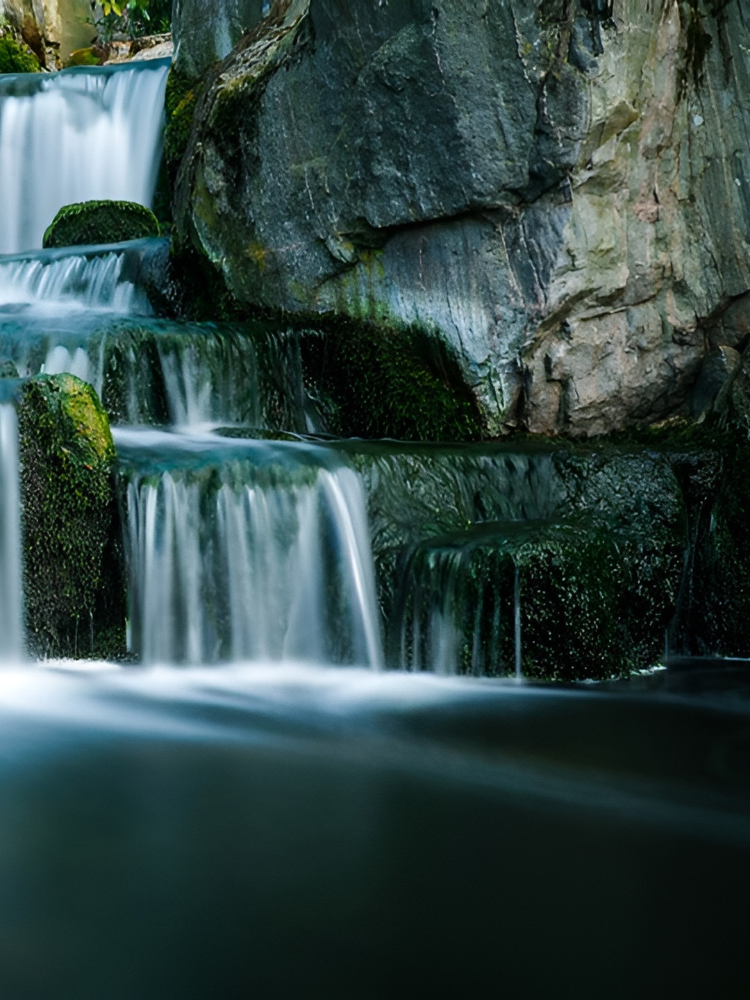 Wallpics Green & White Waterfall Printed Wall Poster