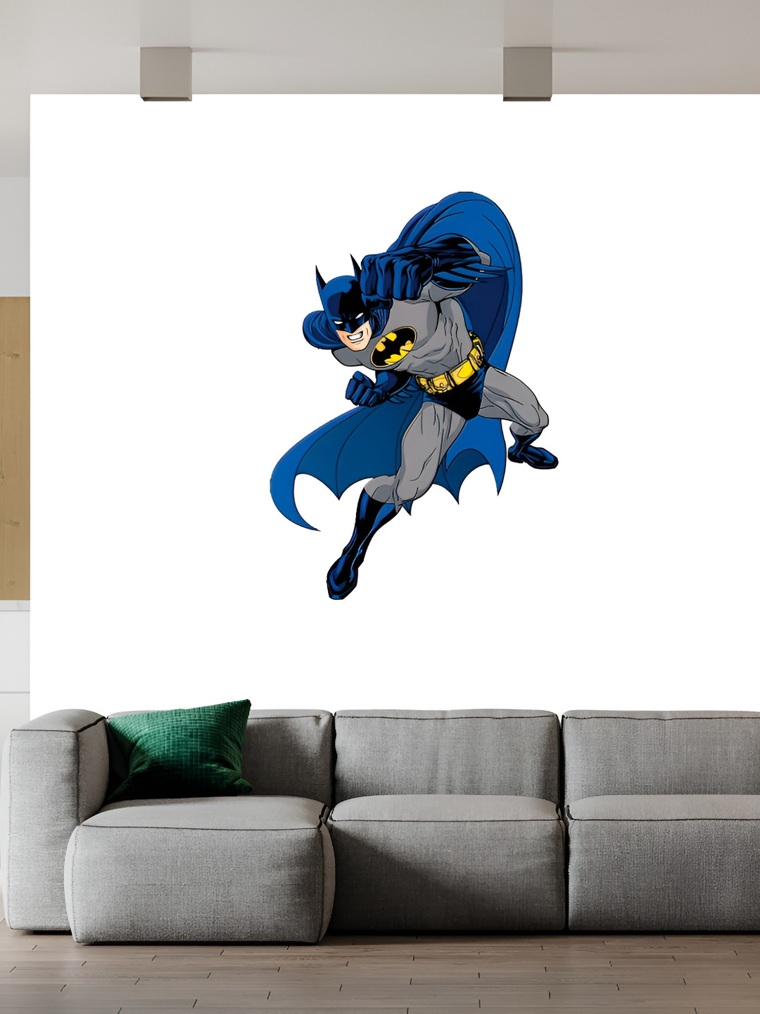 Wallpics Grey & Blue Batman Cartoon Characters Wall Poster