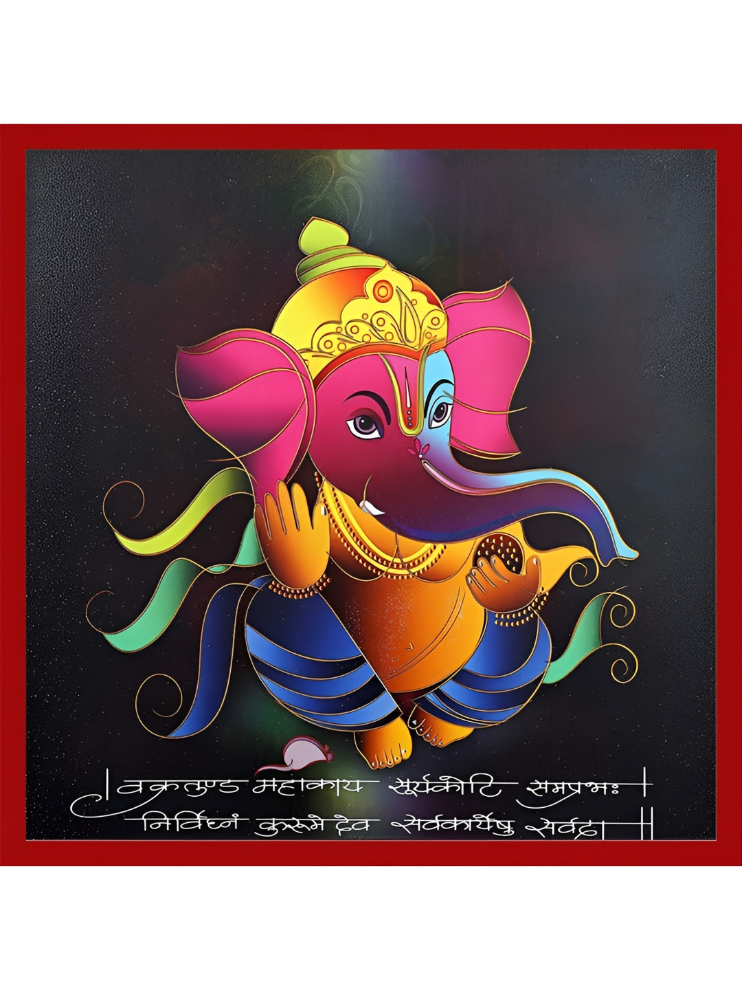 Wallpics Pink & Blue Ganesh Ji Printed Religious Waterproof  Wall Poster