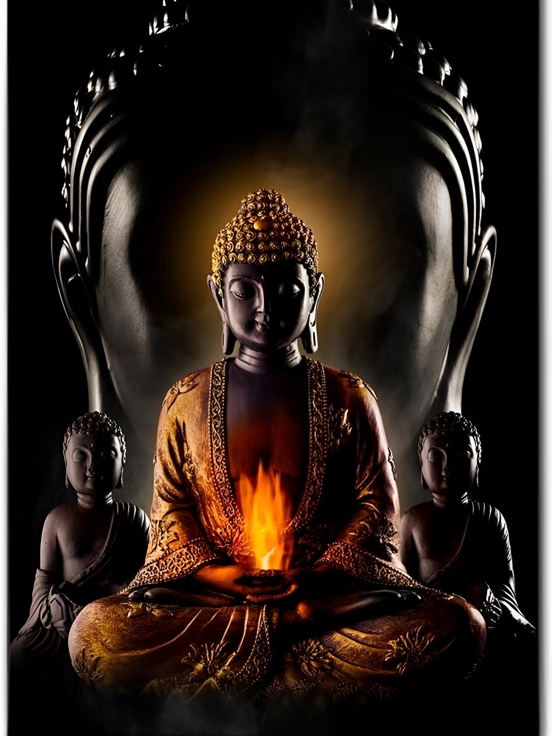 Wallpics Black & Mustard Religious Paper Painting Wall Sticker