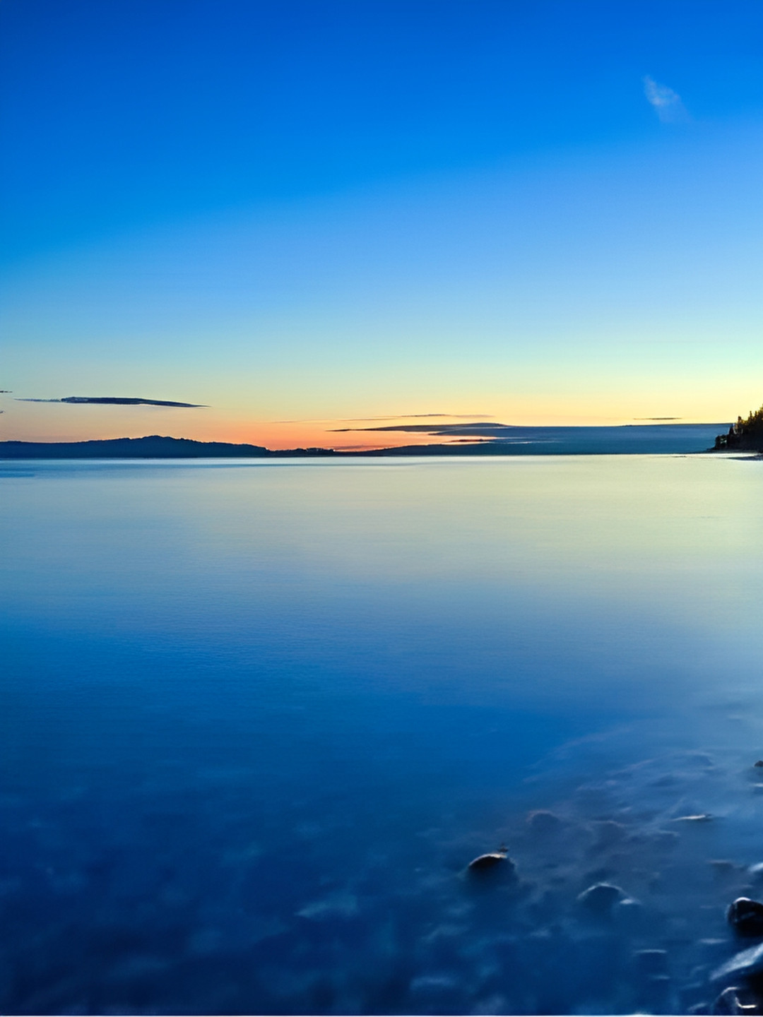 Wallpics Blue & Orange Lake View Wall Poster