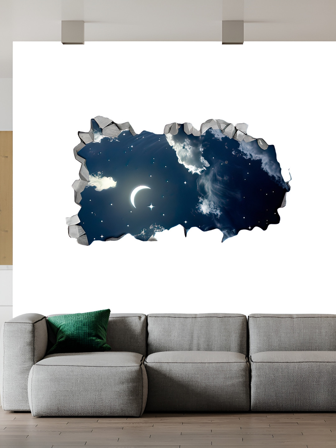 Wallpics White & Navy Blue Abstract Printed Paper Wall Poster