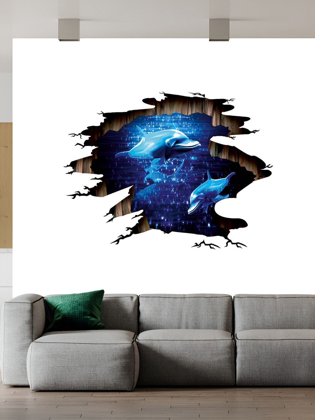 Wallpics White & Navy Blue Printed Paper Wall Poster