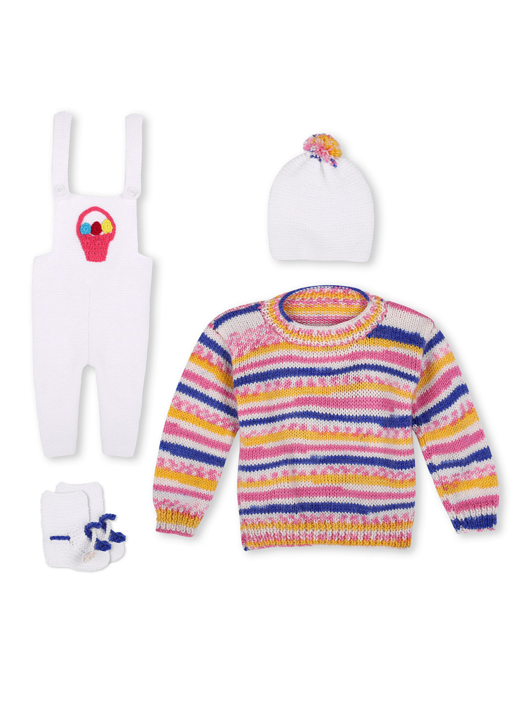 WINDROP SOLUTIONS Infants Self-Design Acrylic Pure Cotton Baby Apparel Gift Set