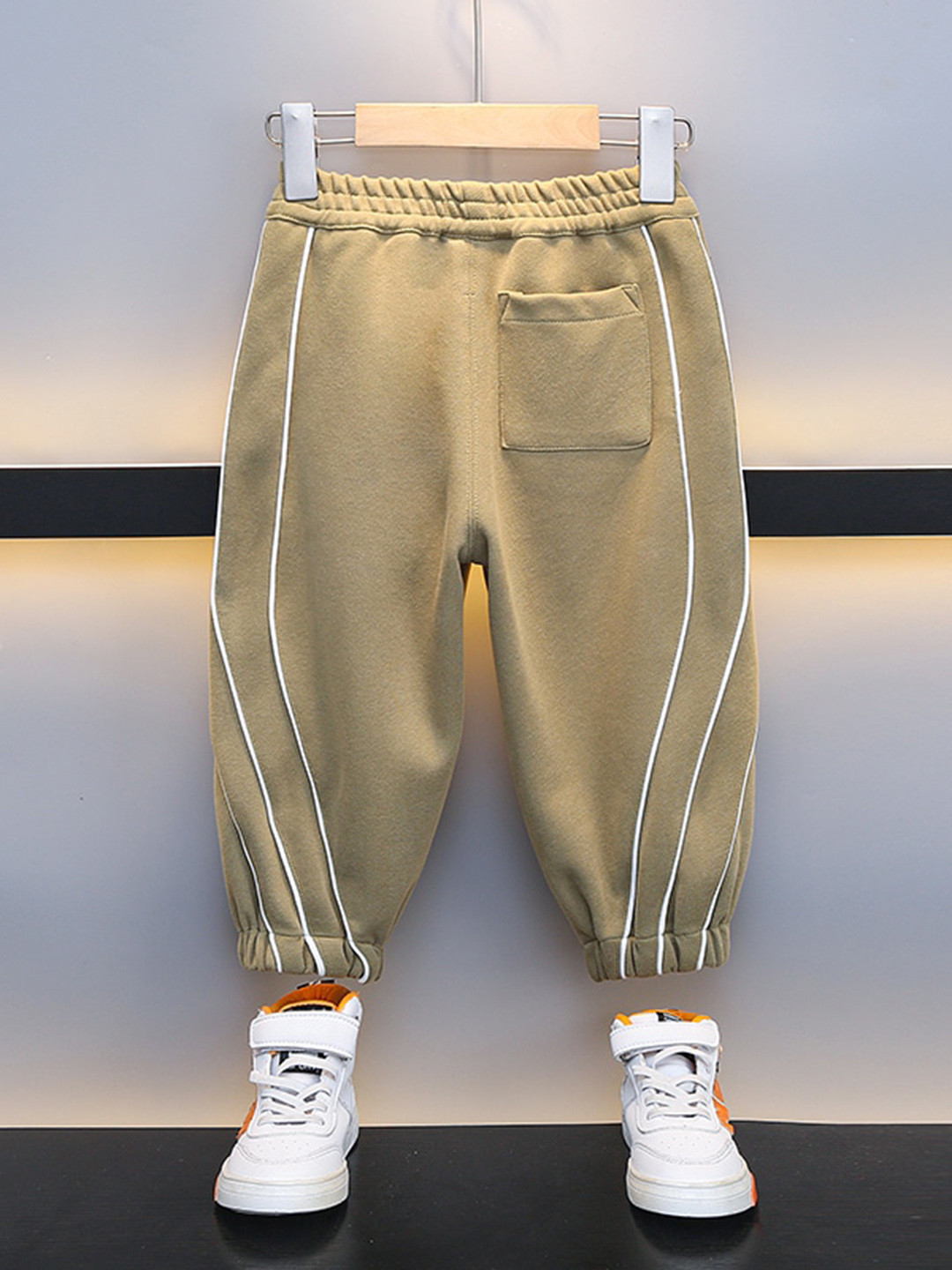 StyleCast x Revolte Boys Beige High-Rise Easy Wash Cotton Joggers Trousers