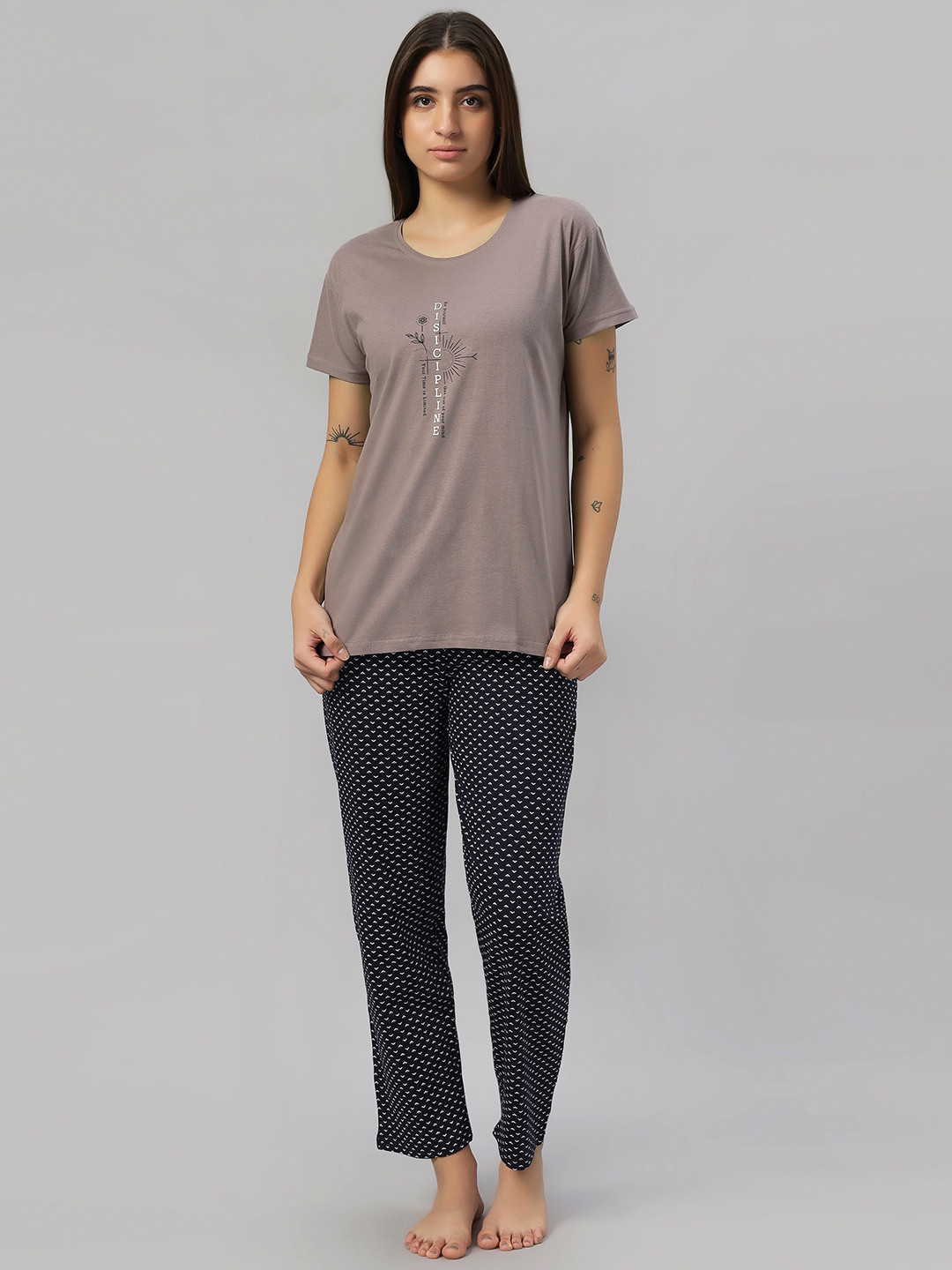 DZZO Women pure cotton Printed Night suit