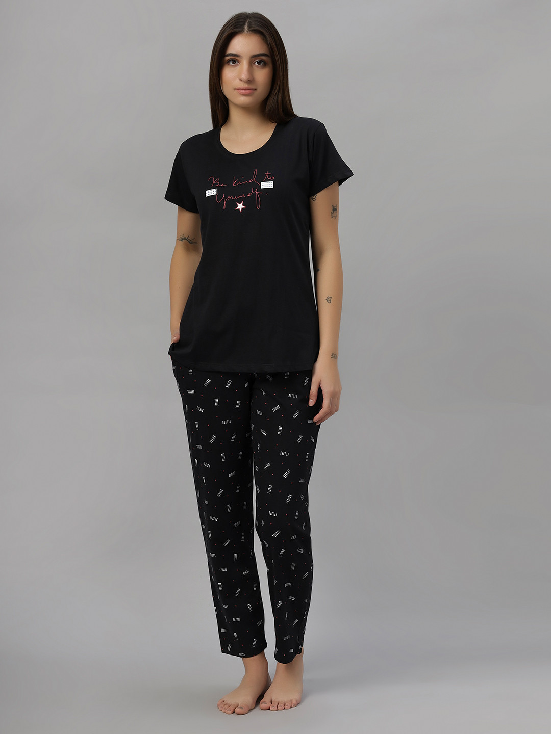 DZZO Women pure cotton Printed Night suit