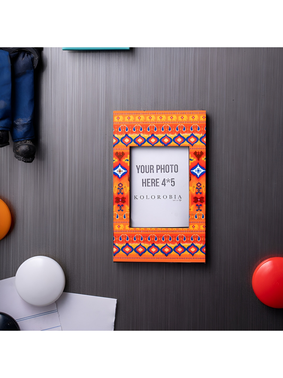 KOLOROBIA Red & Blue Wooden Magnetic Wall Photo Frame