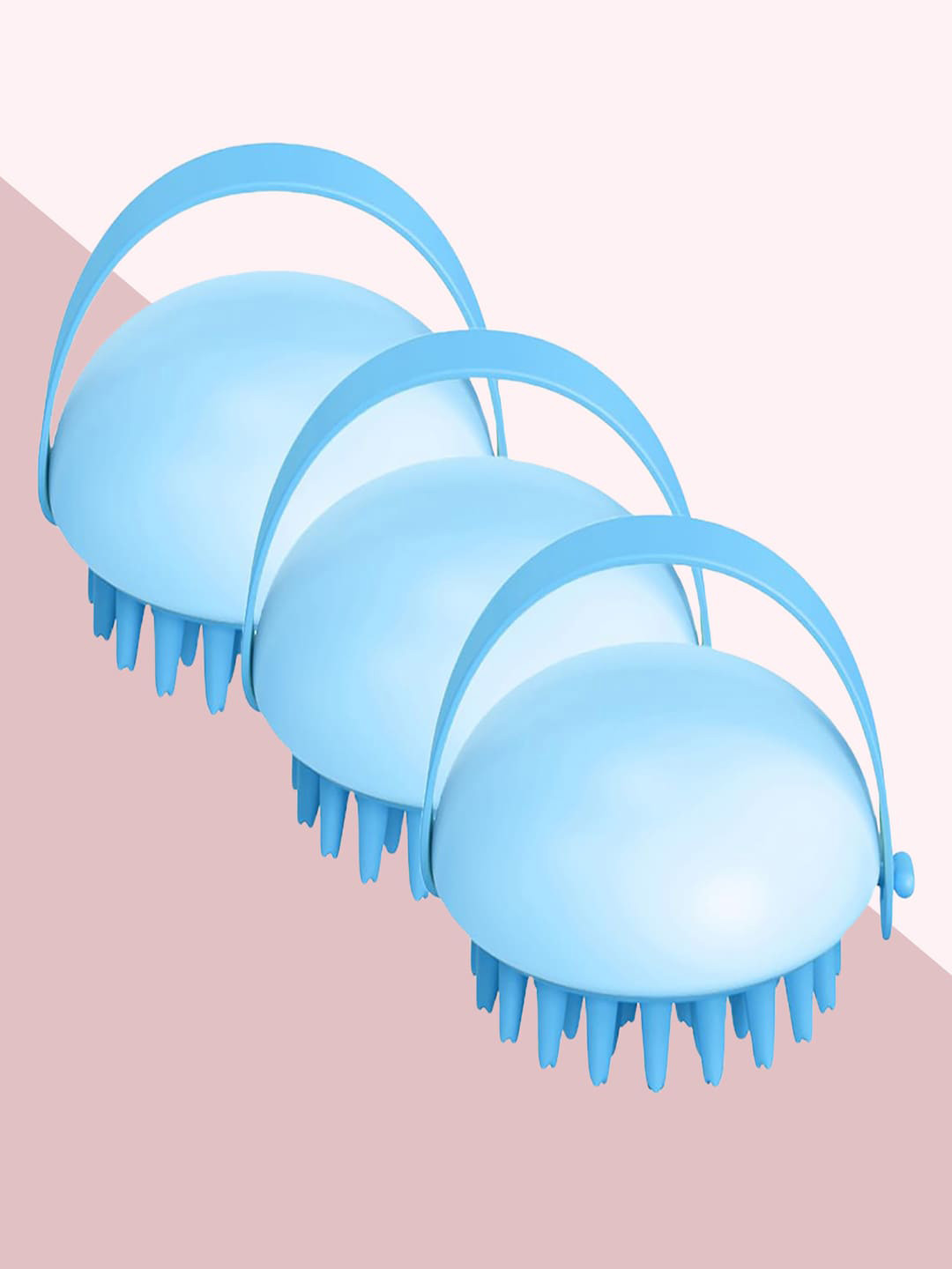 Kuber Industries Set Of 3 Scalp Massager Brush For Dandruff - Blue