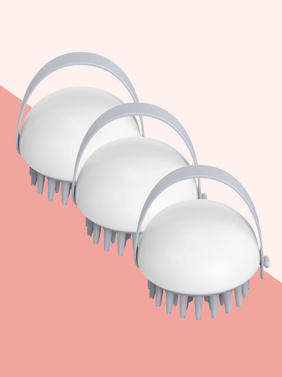 Kuber Industries Set Of 3 Hair Massager Brush Scalp For Dandruff - White