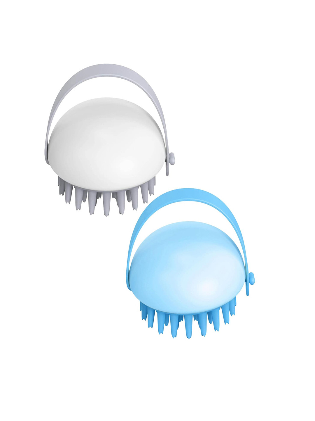 Kuber Industries Set Of 2 Hair Scalp Massager Brush For Dandruff - White & Blue