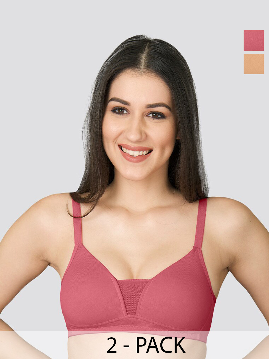 K LINGERIE Pack of 2 Tulip Deep Neck Plunge Designing Soft Padded Bra DRST-ND