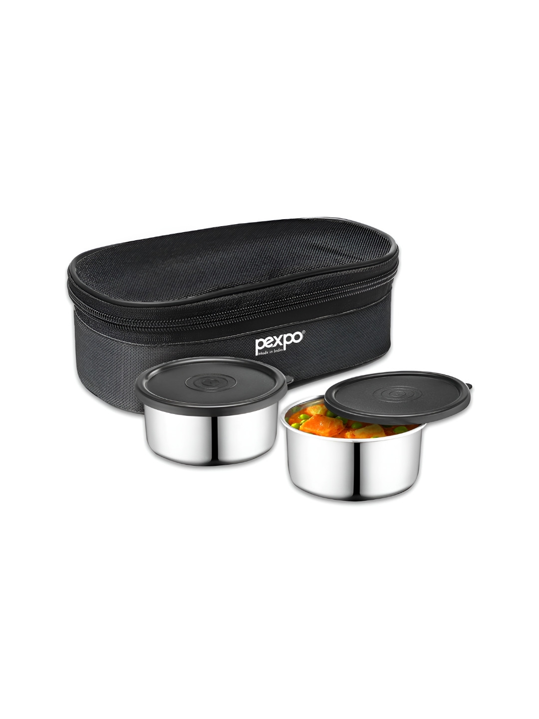 Pexpo Black Stainless Steel Dishwasher Safe Lunch Box