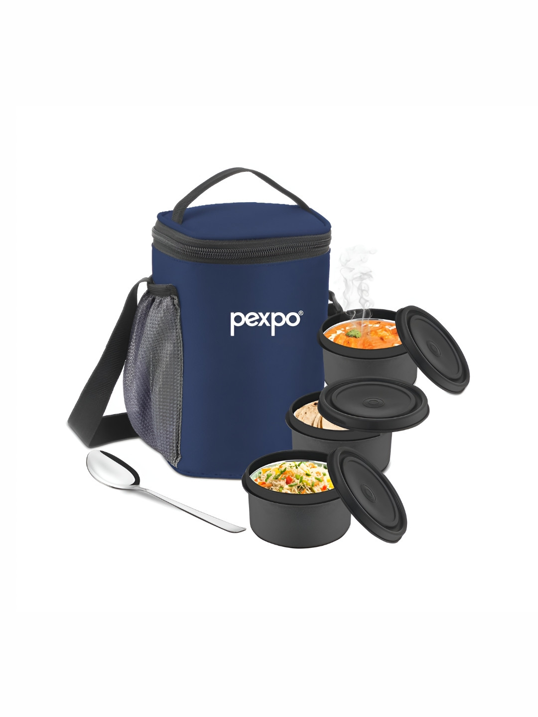 Pexpo Blue 4 Pieces Stainless Steel Microwave Safe Lunch Box