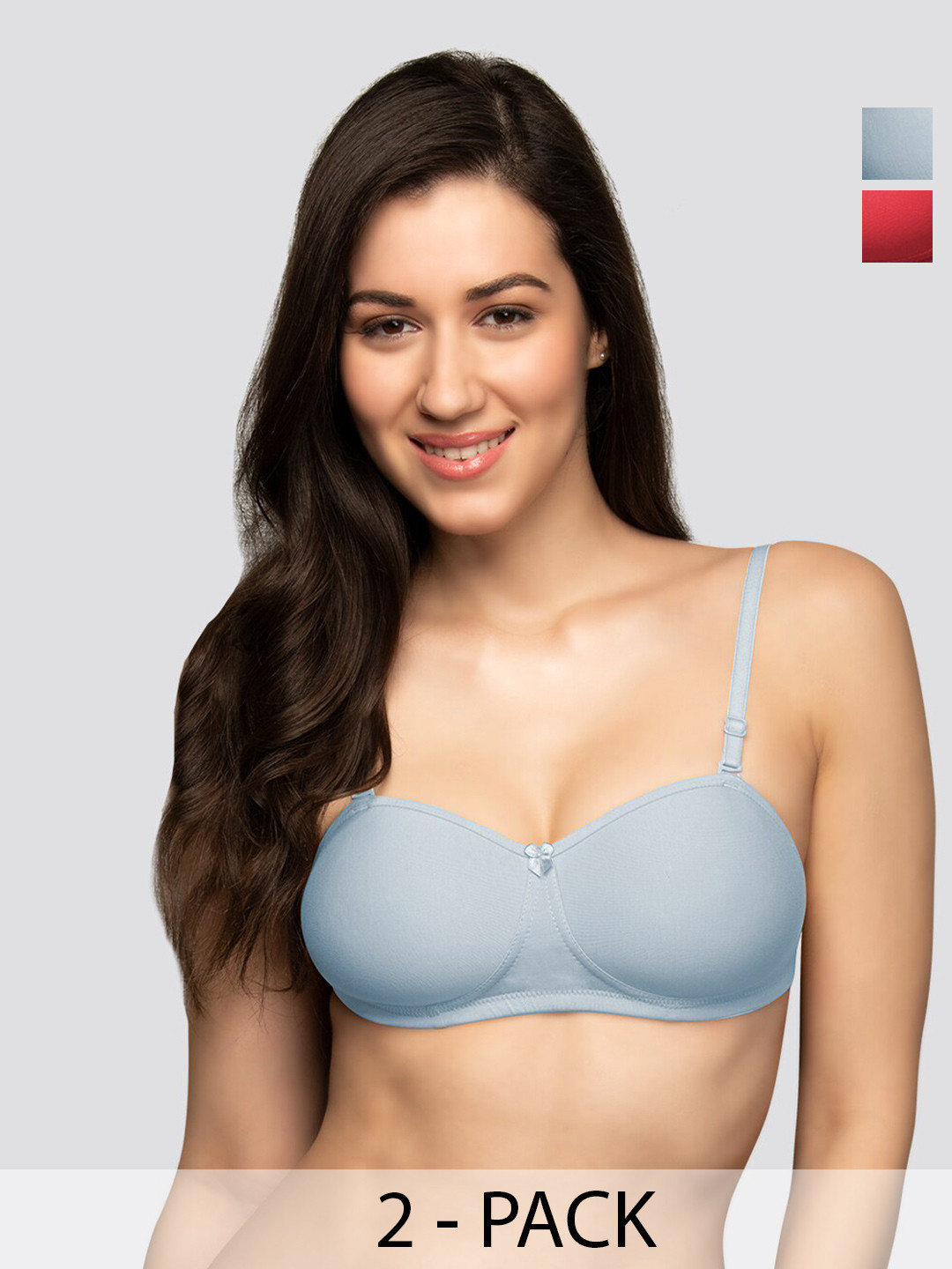 K LINGERIE Pack of 2 Selena Padded Demi Cups Convertible Straps T-Shirt Bra SB-HPNK