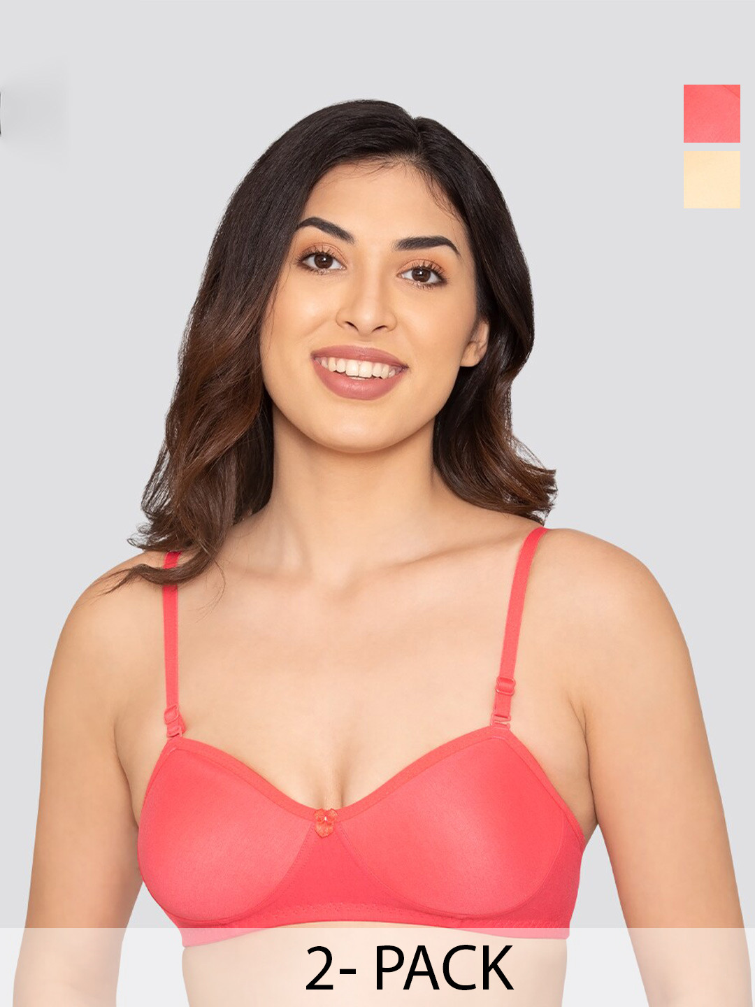 K LINGERIE Pack of 2 Roxy Multiway Straps Demi Cup Balconette Bra HPNK-USKN