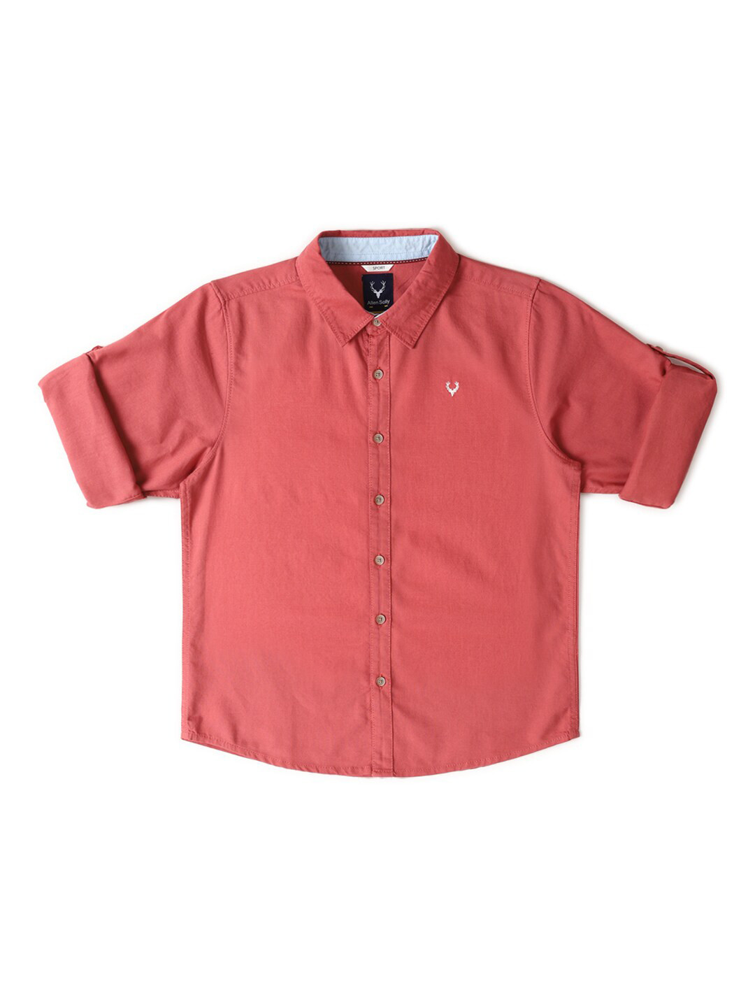 Allen Solly Junior Boys Opaque Rolled Up Sleeves Pure Cotton Casual Shirt