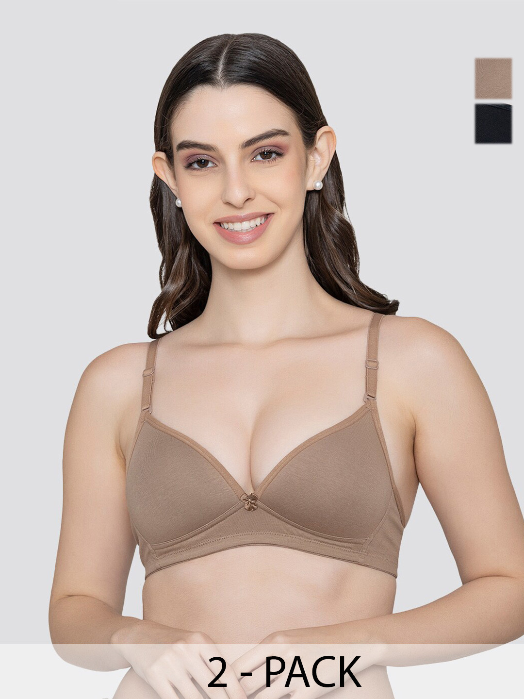 K LINGERIE Orchid Half Coverage Lightly Padded Everyday Bra DND-BLK