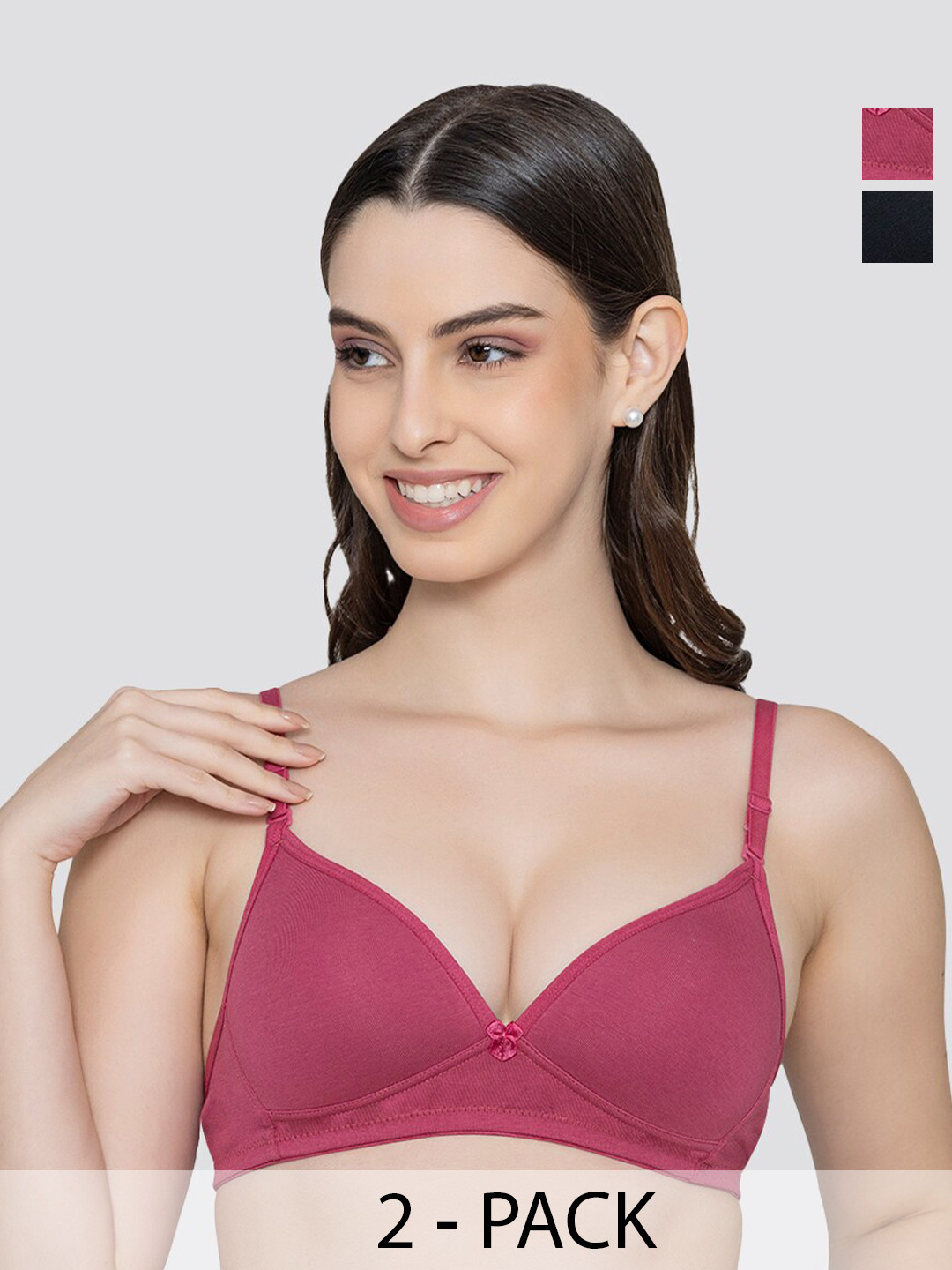 K LINGERIE Orchid Half Coverage Lightly Padded Everyday Bra DRST-BLK