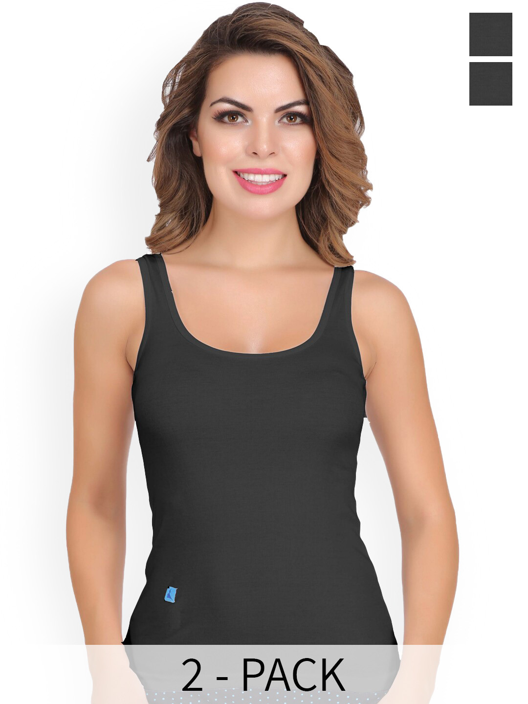 Eve's Beauty Pack Of 2 Ribbed Cotton Camisoles