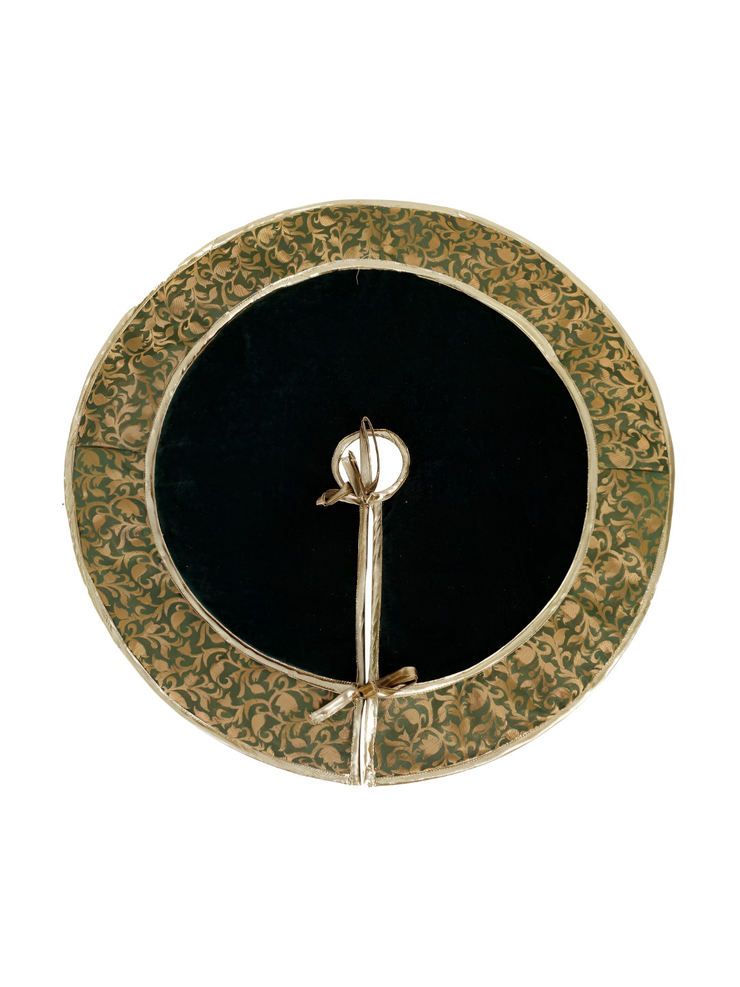 Home Heart Green & Black Velvet Brocade Bordered Christmas Tree Skirt