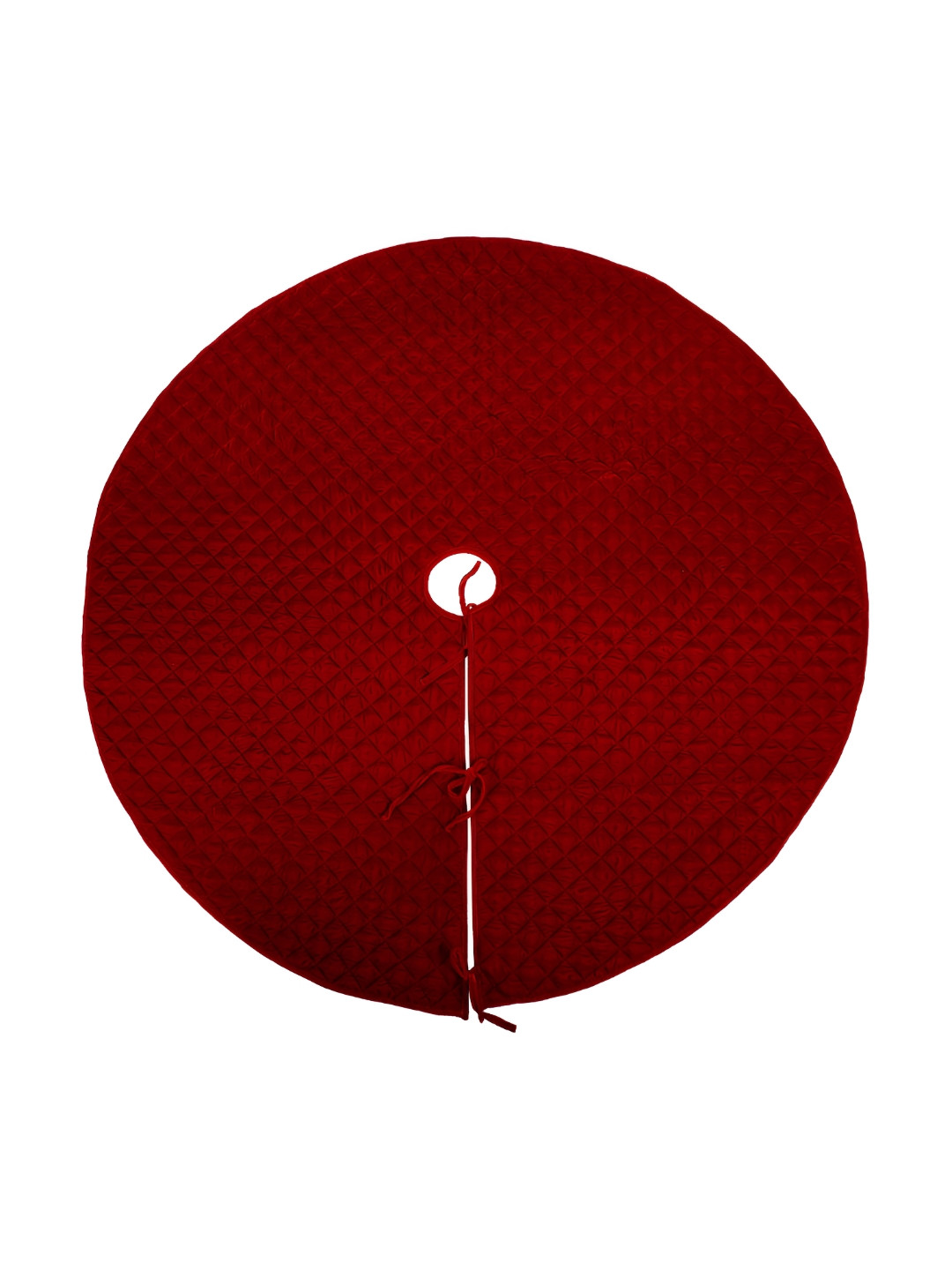 Home Heart Burgundy Quilted Round Christmas Tree Skirt Festive Decor