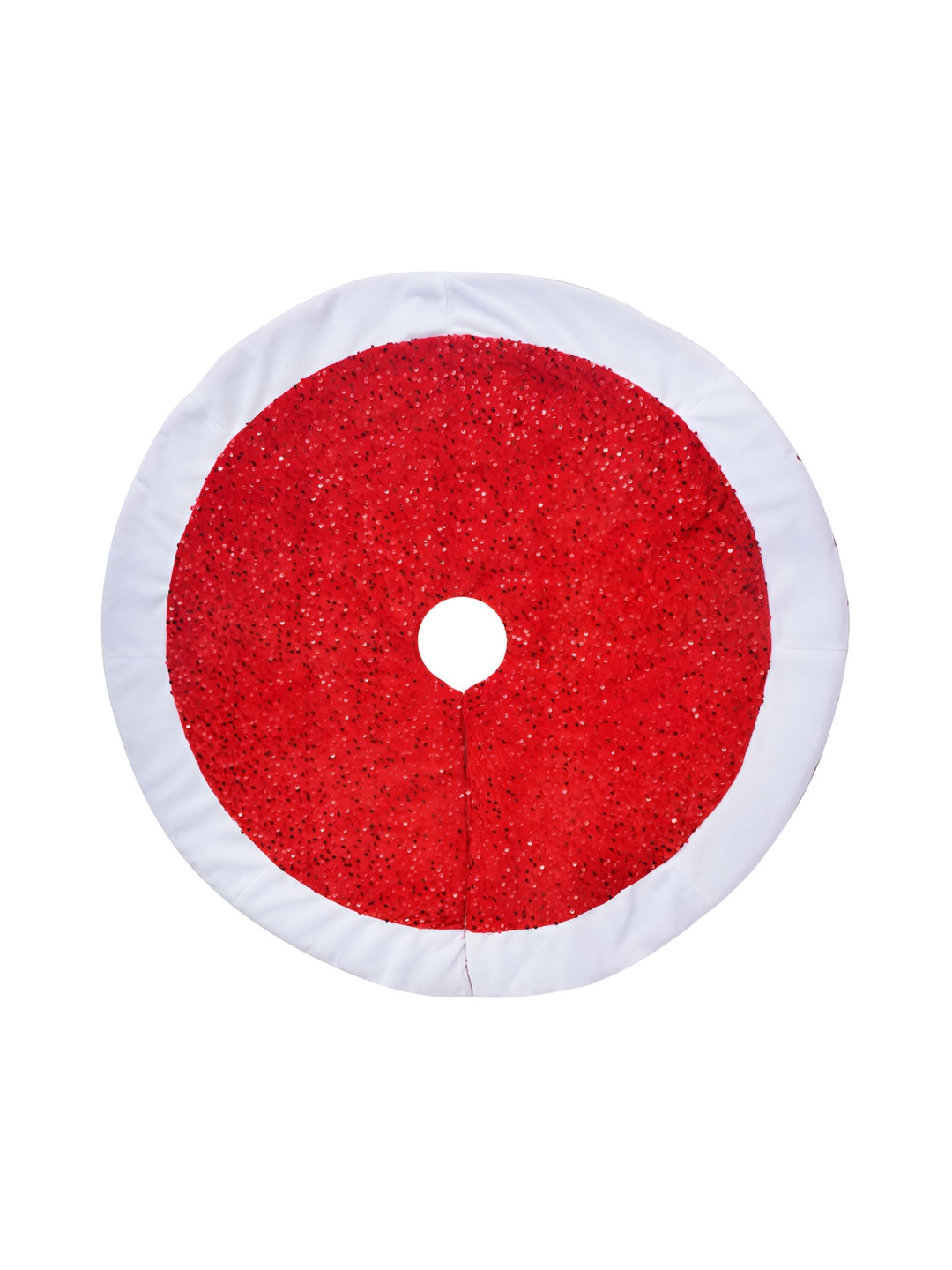 Home Heart Red & White Quilted & Sequinned Faux Velvet Christmas Tree Skirt