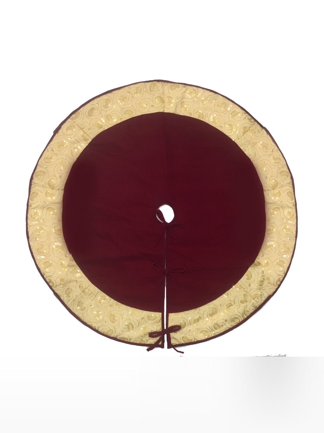 Home Heart Red Velvet Double Layered Christmas Tree Skirt