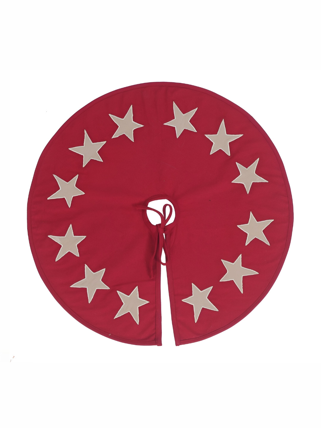 Home Heart Red & Grey Applique Round Cotton Christmas Tree Skirt Festive Decor