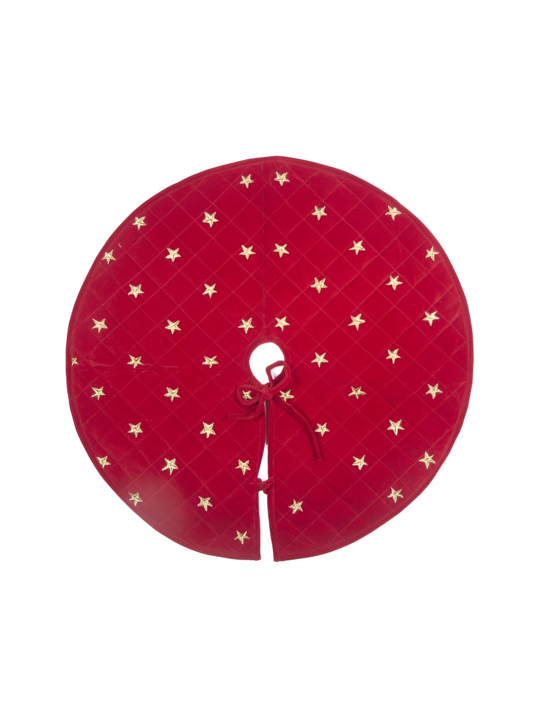 Home Heart Red & Beige Embroidered Double Layered Christmas Tree Skirt Festive Decor