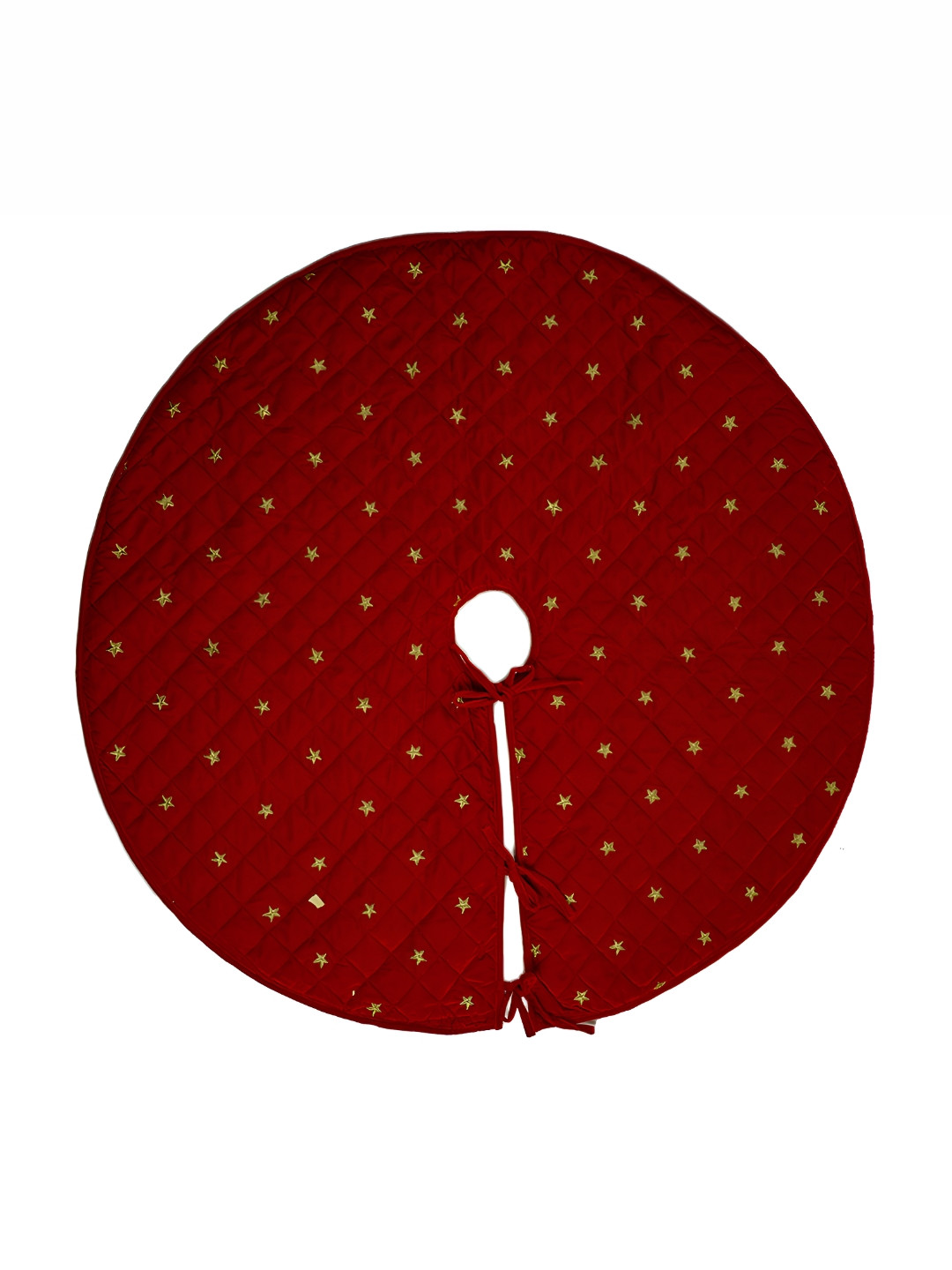 Home Heart Burgundy Embroidered Double Layered Christmas Tree Skirt Festive Decor