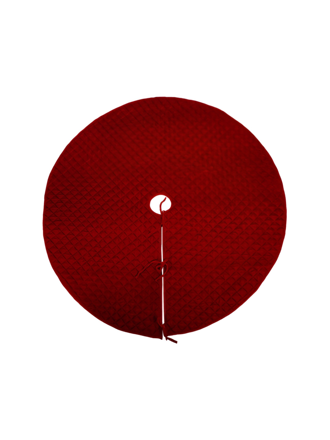 Home Heart Burgundy Quilted Velvet Round Christmas Tree Skirt