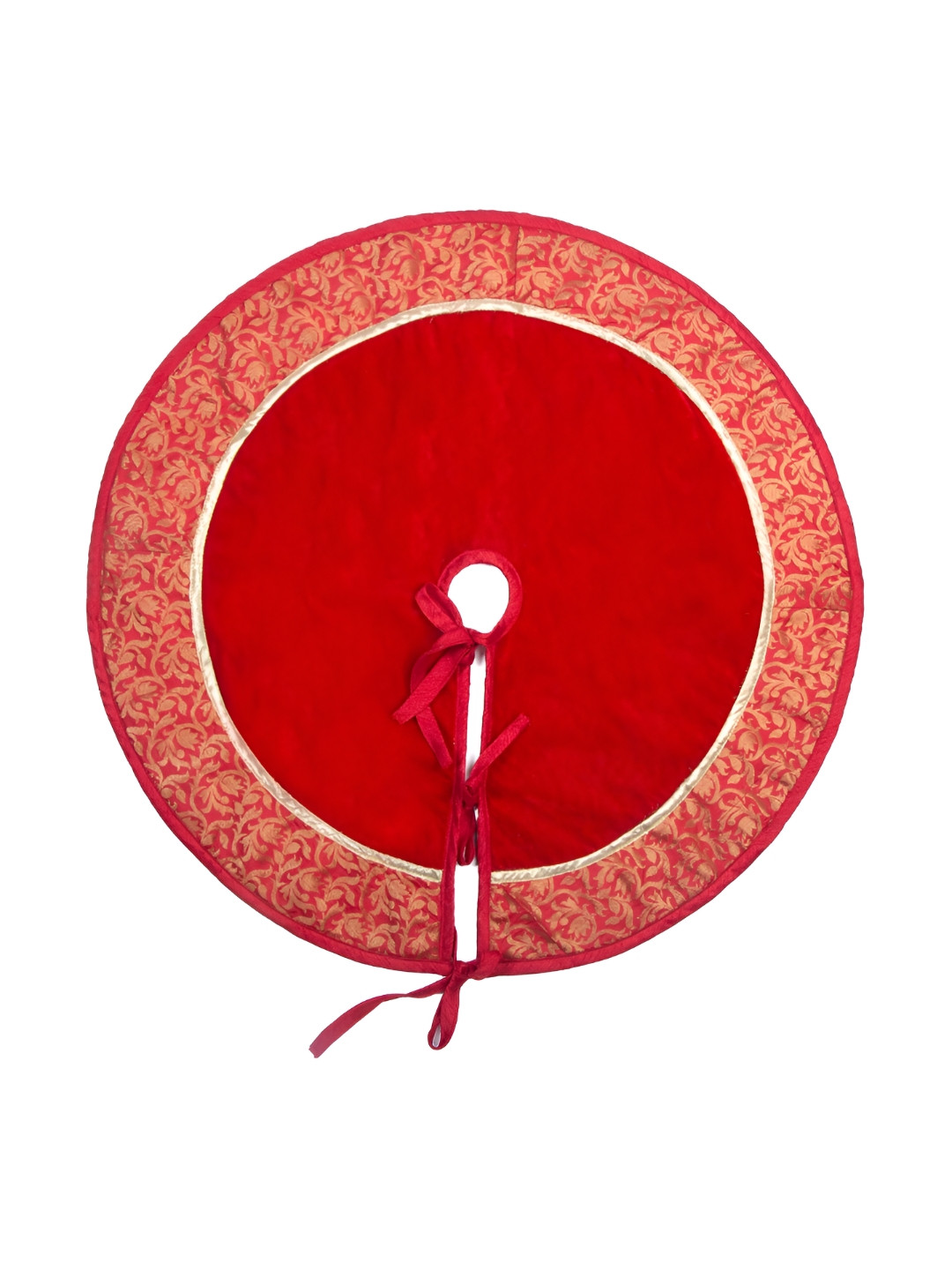 Home Heart Red Round Double Layered Christmas Tree Skirt Festive Decor