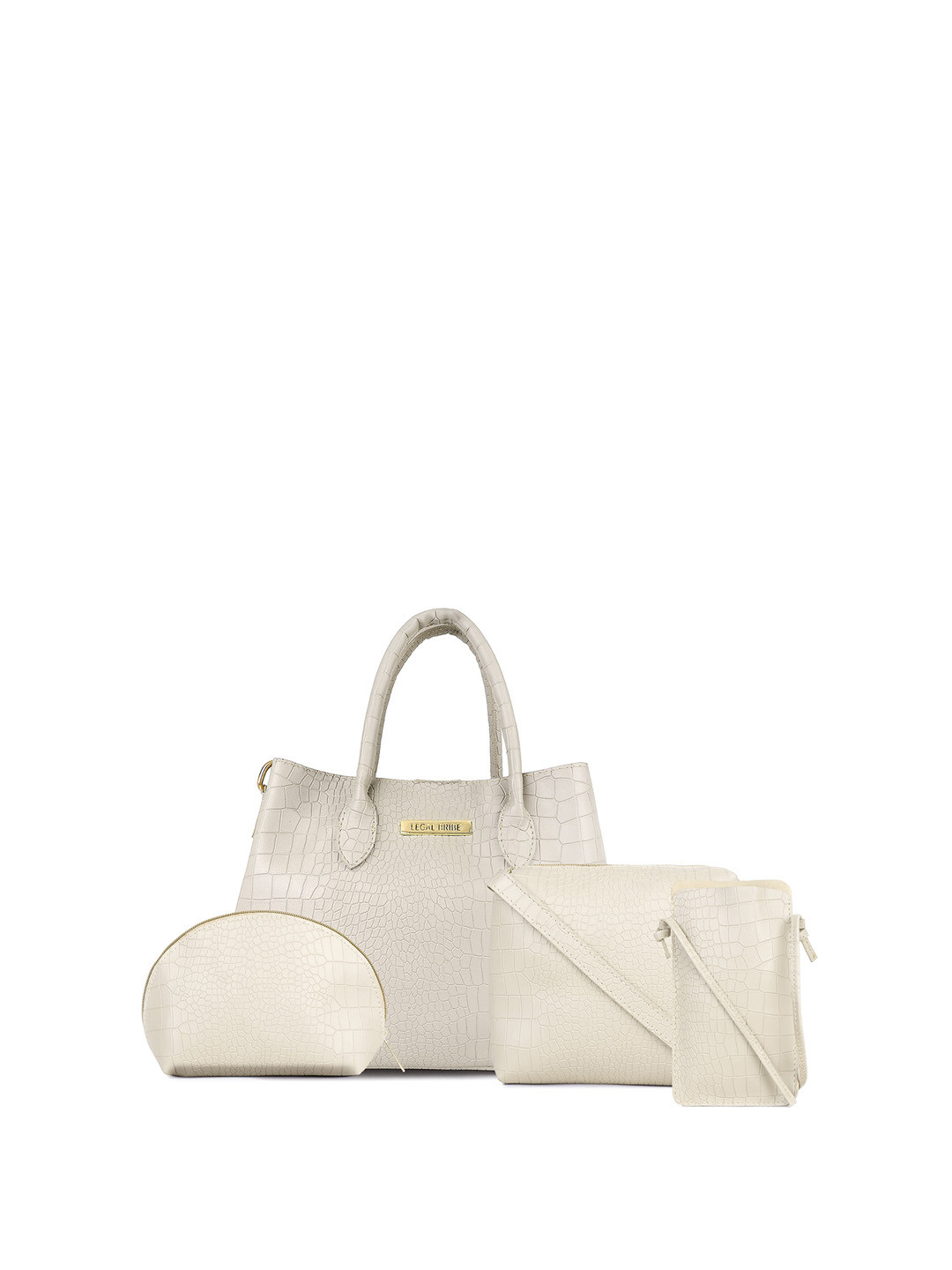 LEGAL BRIBE Set Of 4 Textured Handheld Bag With Sling Bag, Mobile Pouch, Vanity Pouch