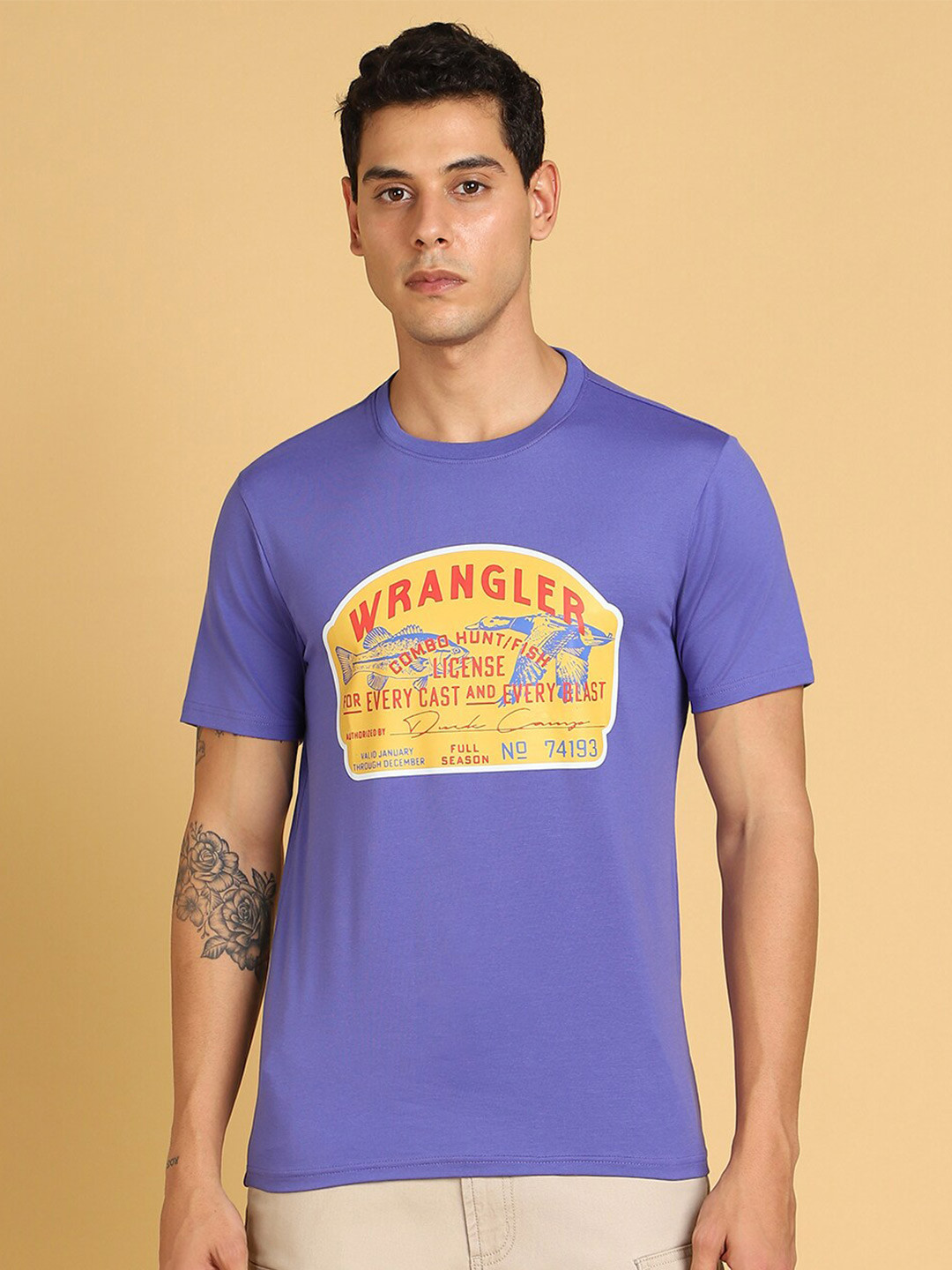 Wrangler Typography Printed Round Neck Short Sleeves Regular Fit T-shirt