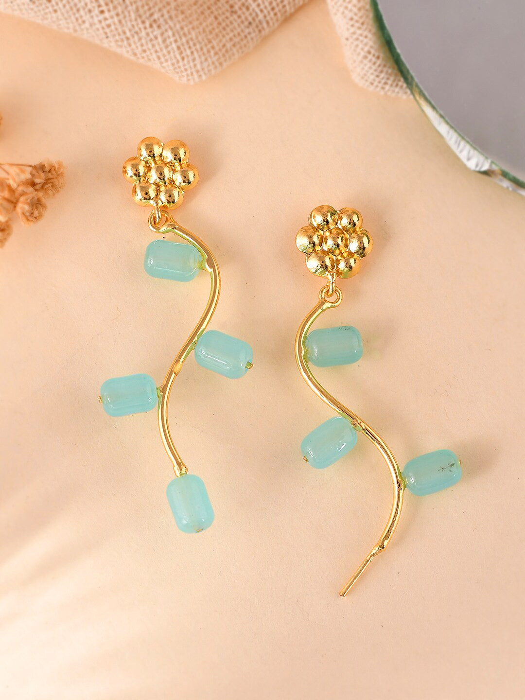 Silvermerc Designs Gold-Plated Artificial Beads Beaded  Drop Earrings