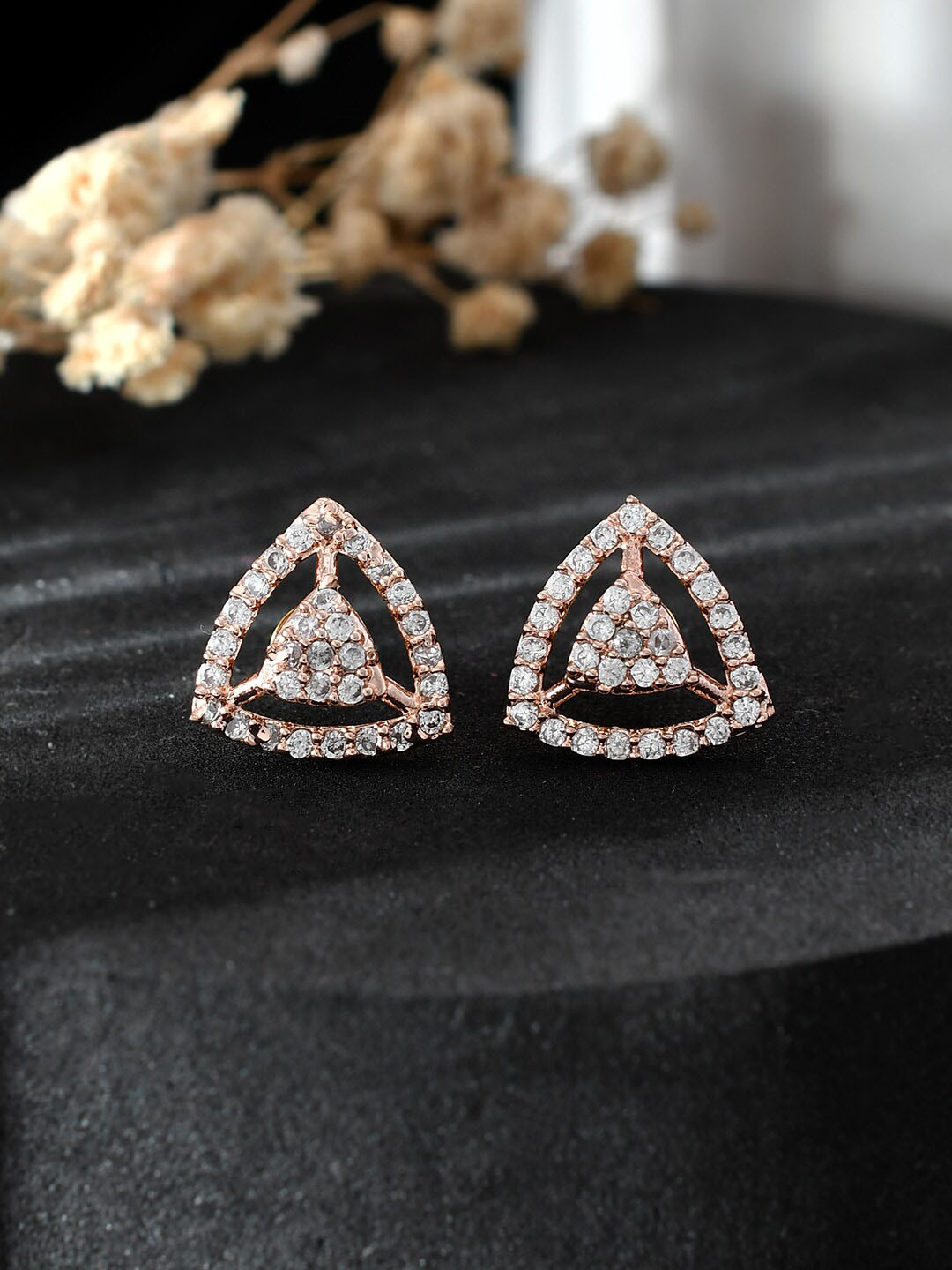 Silvermerc Designs Silver-Plated American Diamond Shaped Studs Earrings