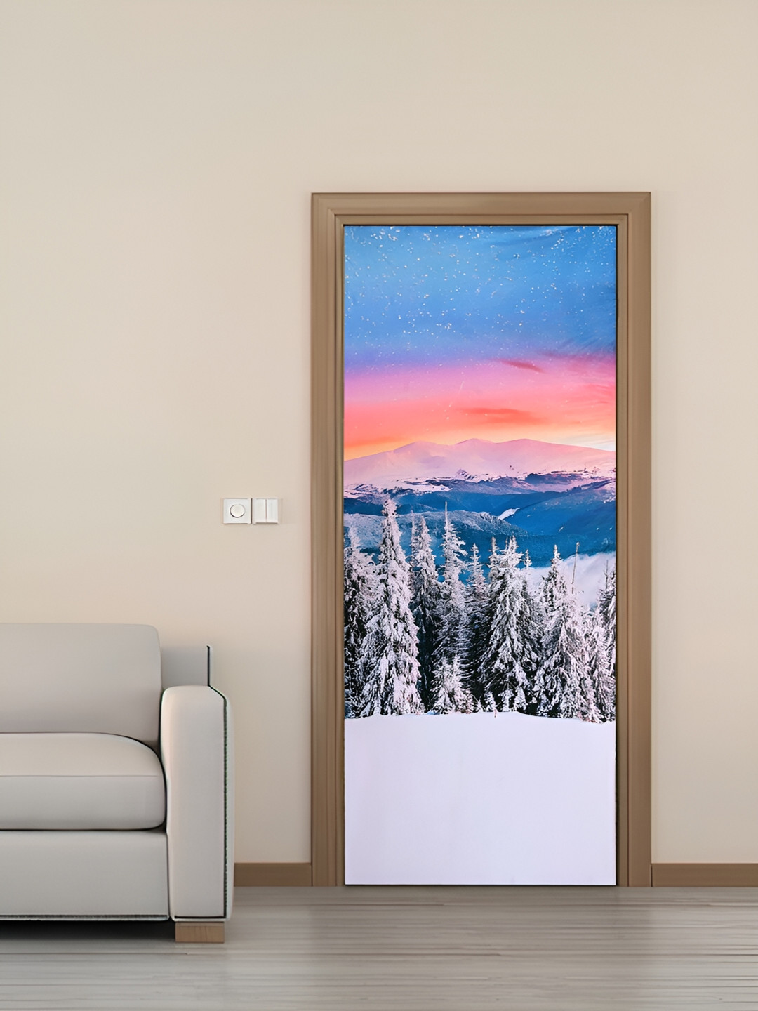 Cortina Blue & White Printed Stretchable Door Cover