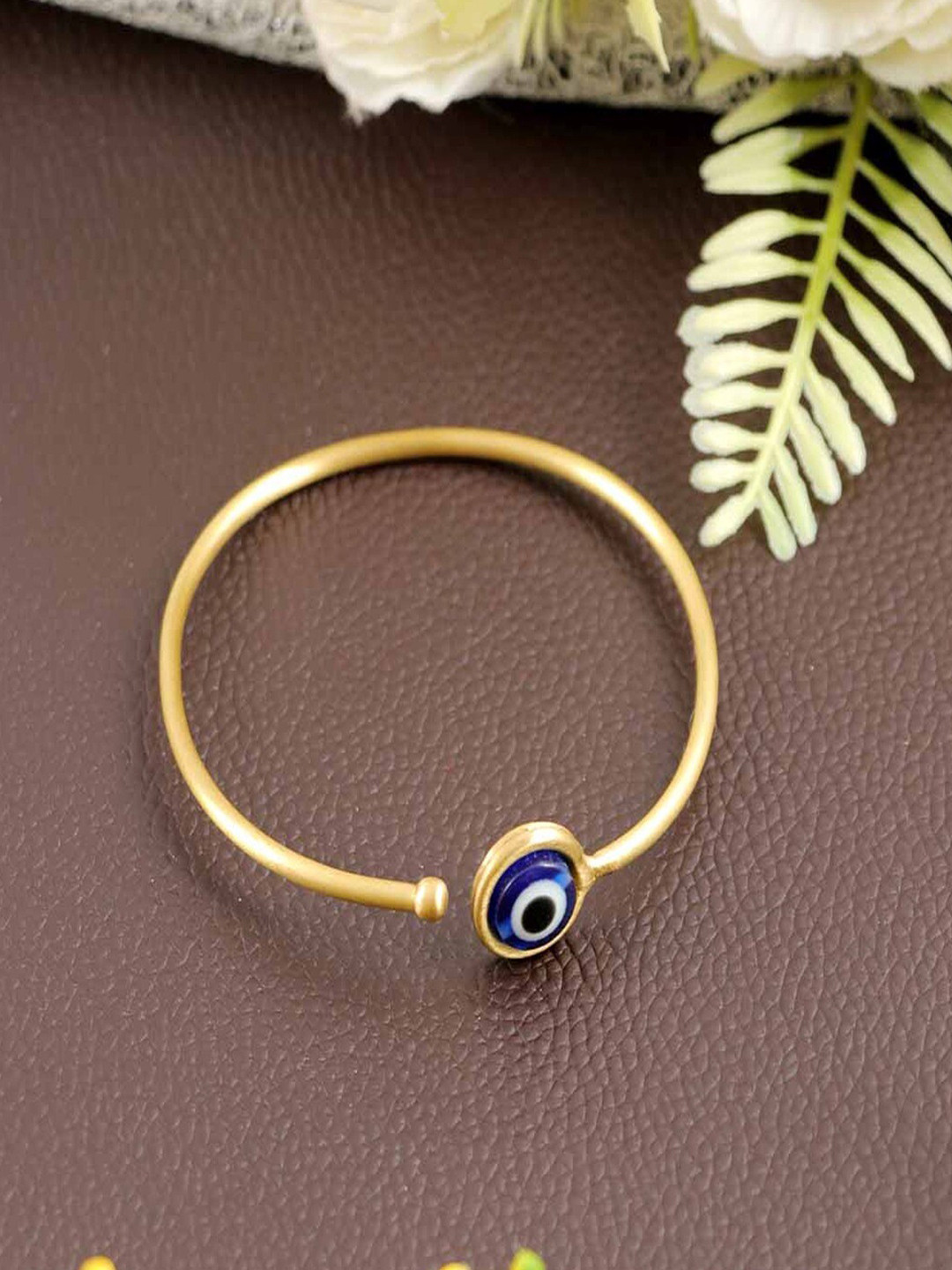 UNIVERSITY TRENDZ Gold-Plated Evil Eye Nazariya Kada Cuff Bracelet