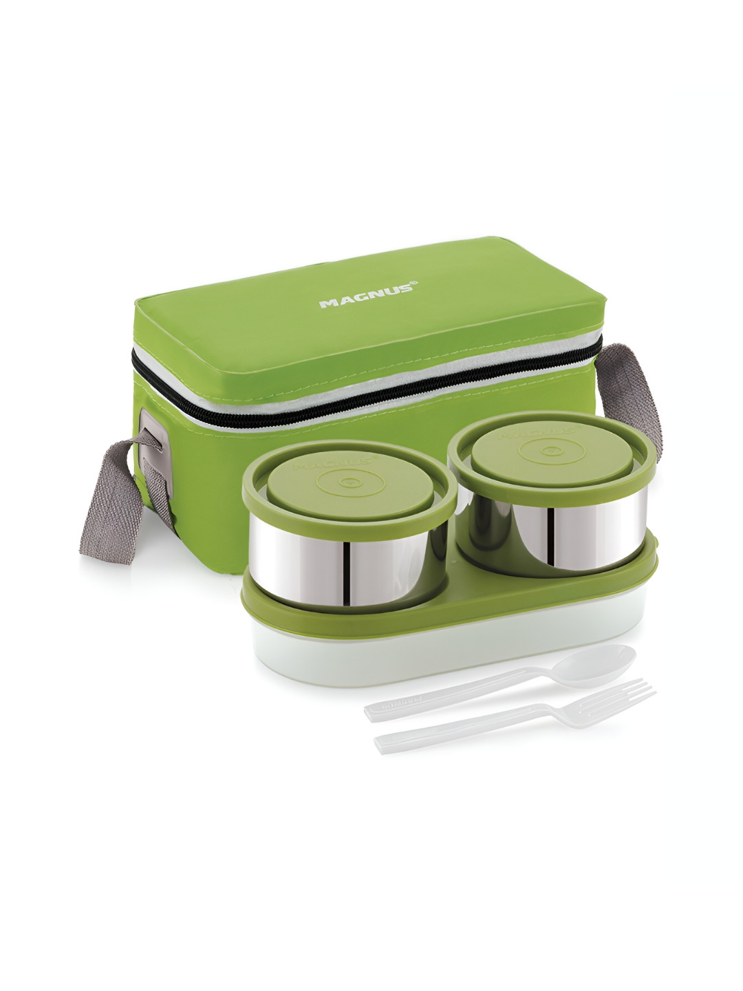 MAGNUS Fancy 3 Stainless Steel Leak Resistant 5PCs Lunch Box With Spoon and Fork