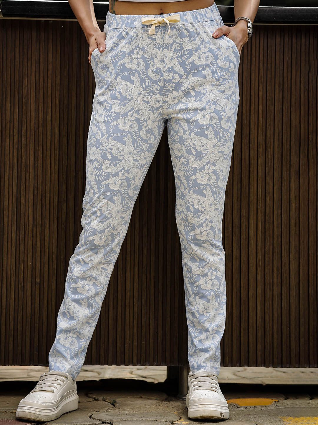 ONE SKY Women Printed Pure Cotton Lounge Pants
