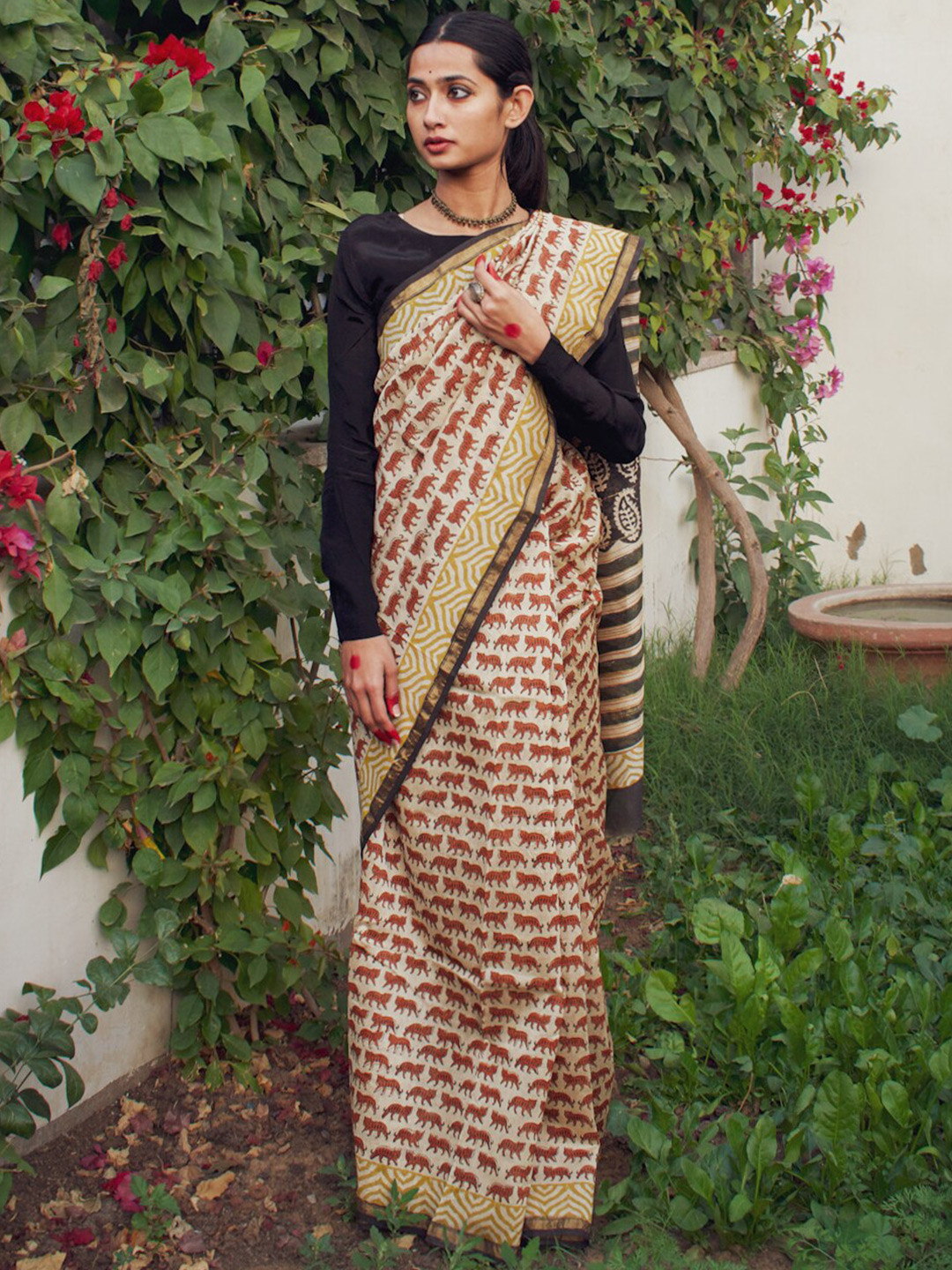 Moora Ethnic Motifs Printed Chanderi Saree