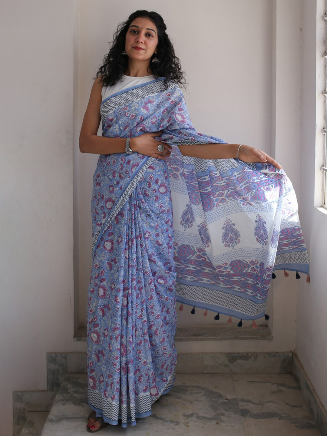 Moora Ethnic Motifs Pure Cotton Bagru Saree