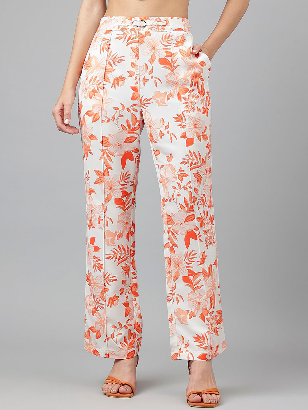Latin Quarters Women Floral Printed High Rise Parallel Trousers