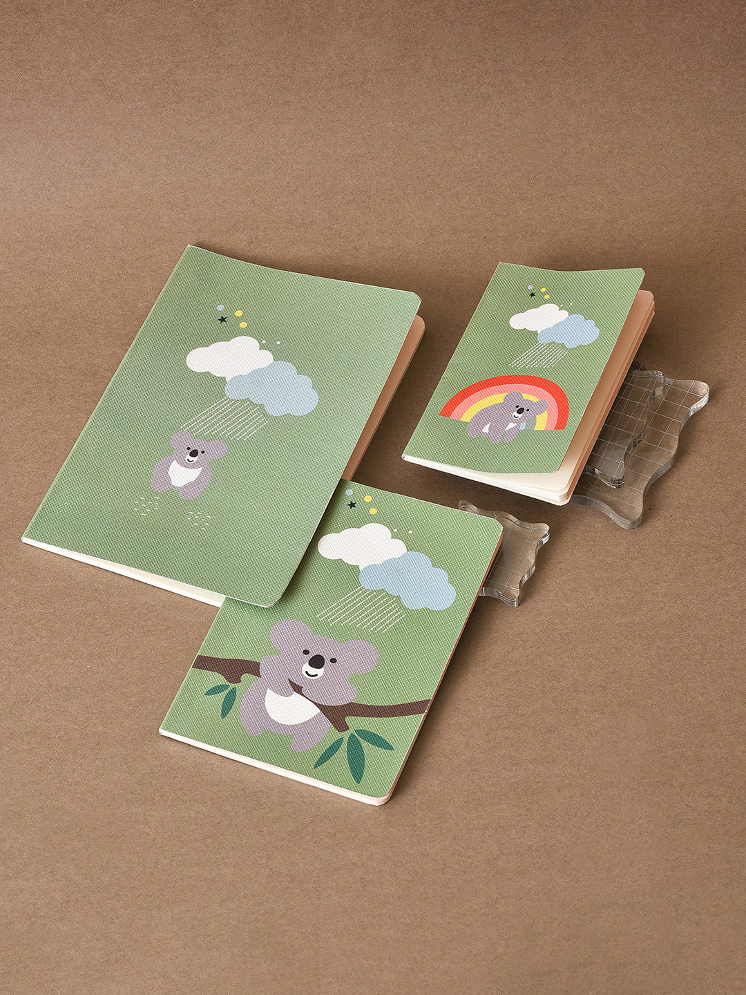 MiArcus Koala Print Paper Diary in 3 Sizes Pack of 3 for Kids Green 2Y+