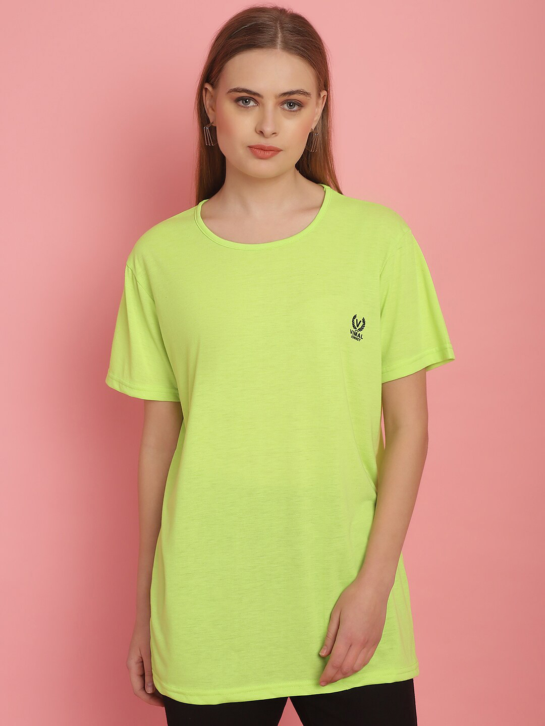 MACK JONNEY Women Solid Drop-Shoulder Sleeves Oversized Cotton T-shirt