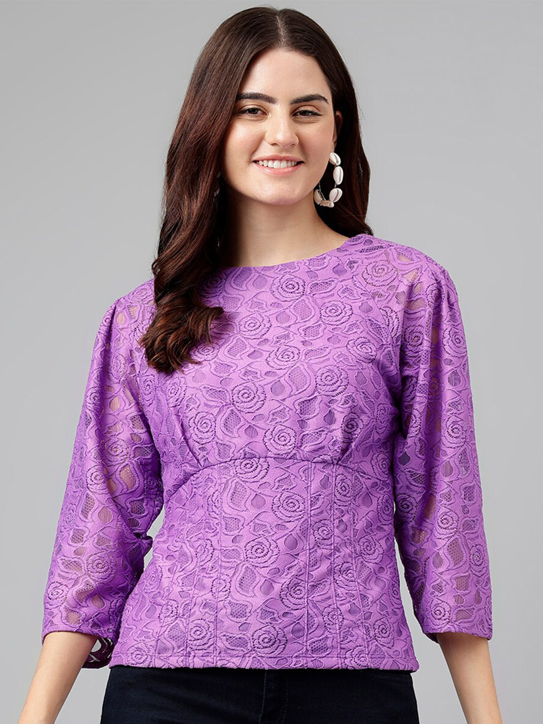 Latin Quarters Printed Cinched Waist Top