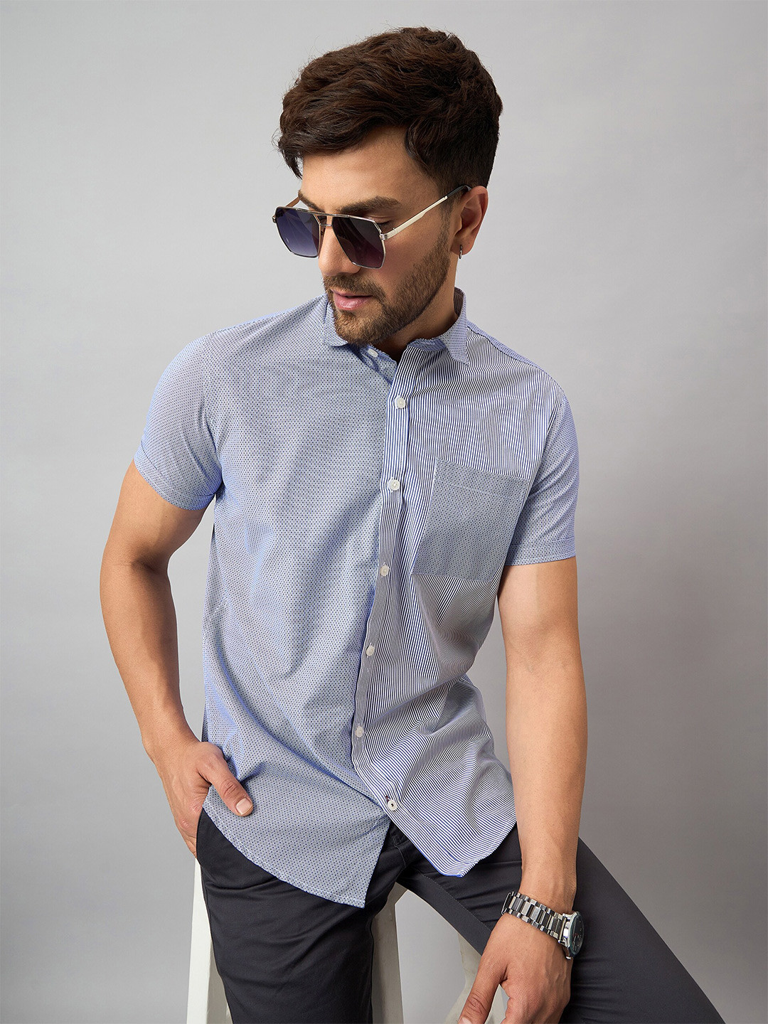 Club York Opaque Pinstripes Cotton Casual Shirt